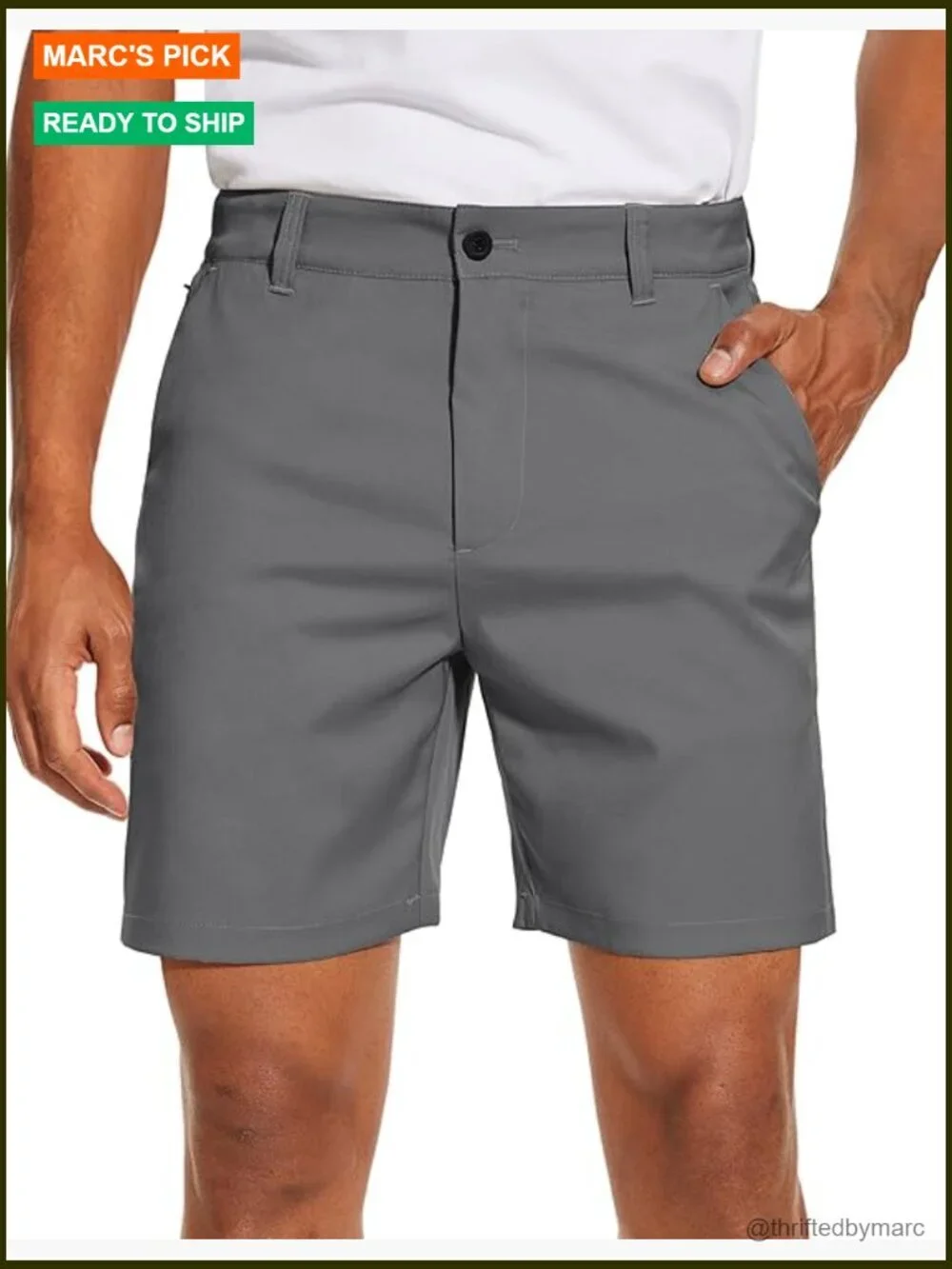 Men's 7-Inch Golf Shorts Quick Dry Lightweight Flat Front Hybrid Pockets